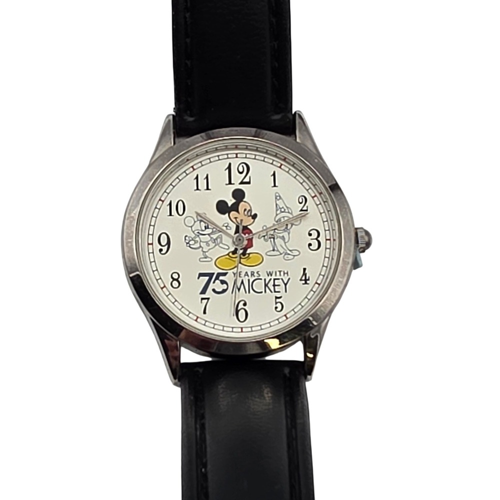 Disney Watch 75 Years With Mickey Unisex OS Black Nostalgia Character Charm Park